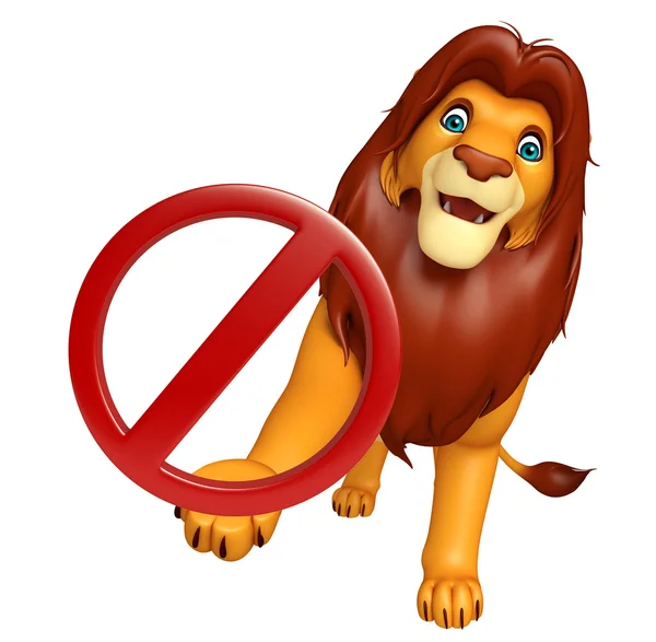 Kreskówka lew znak znak stop — Zdjęcie stockowe