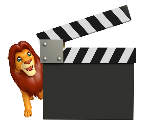 Sevimli aslan çizgi film karakteri ile fıçı tahtası — Stok fotoğraf