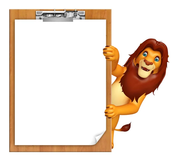 Διασκέδαση λιοντάρι χαρακτήρα κινουμένων σχεδίων με εξετάσεις μαξιλάρι — Φωτογραφία Αρχείου