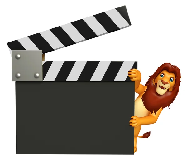 Karakter kartun Lion imut dengan clapboard — Stok Foto