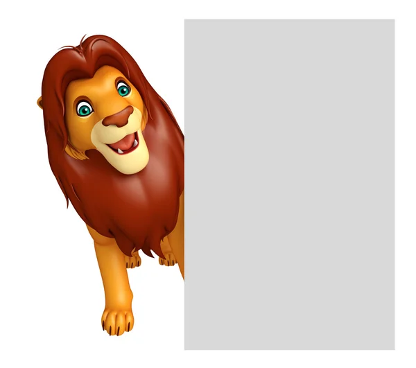 Leuke Lion stripfiguur met bord — Stockfoto