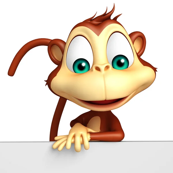 Personagem de desenho animado macaco bonito com bordo — Fotografia de Stock