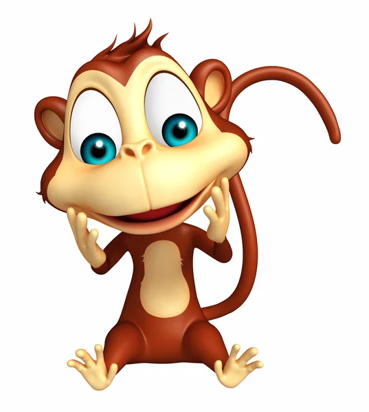 Sitting Monkey cartoon character — Stock Photo, Image