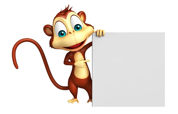 Χαριτωμένο μαϊμού χαρακτήρα κινουμένων σχεδίων με Διοικητικό Συμβούλιο — Φωτογραφία Αρχείου