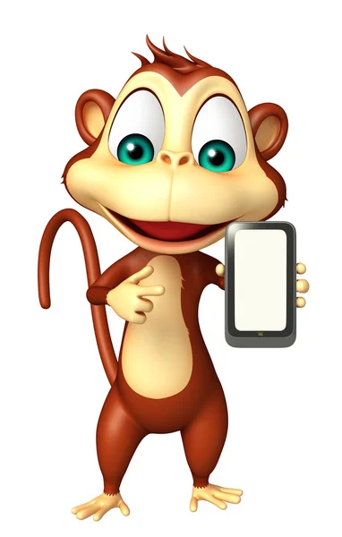 Fun Monkey cartoon character with mobile — Stock Photo, Image