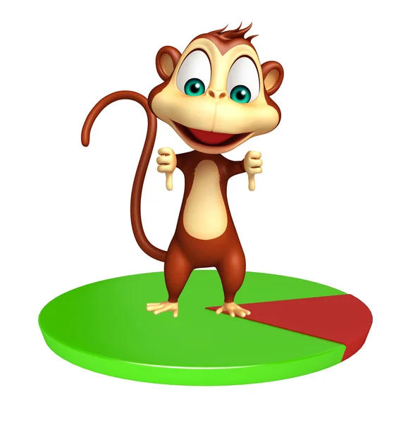 かわいい猿の漫画のキャラクターに円記号 — ストック写真