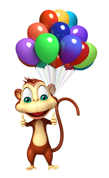 Niedlichen Affen Cartoon-Figur mit Luftballon — Stockfoto