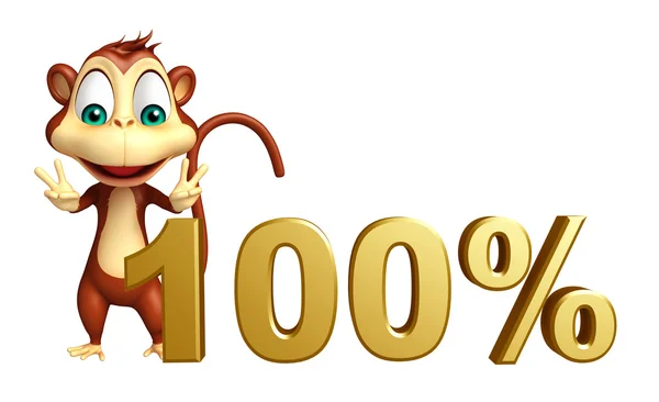 Милий персонаж мультфільму Мавпи зі знаком 100% — стокове фото