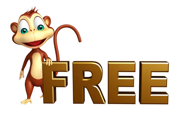 Spaß Affe Cartoon-Figur mit kostenlosen Zeichen — Stockfoto