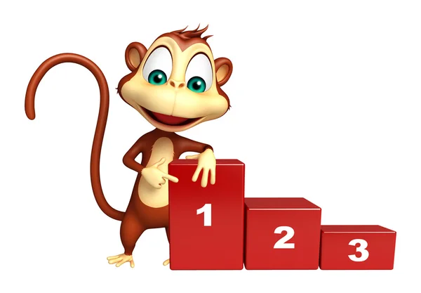 Симпатичный персонаж мультфильма обезьяна с уровнем — стоковое фото