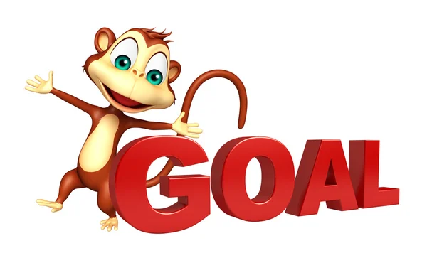Monkey cartoon character with goal sign