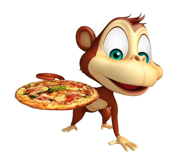 Majom rajzfilmfigura pizza — Stock Fotó
