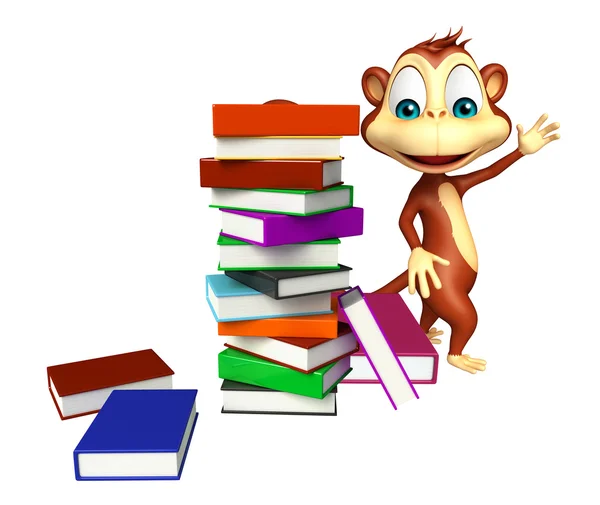 Divertido personagem de desenho animado macaco com livro — Fotografia de Stock