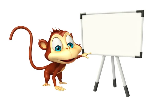 Roztomilý opice kreslená postava s deska zobrazení — Stock fotografie