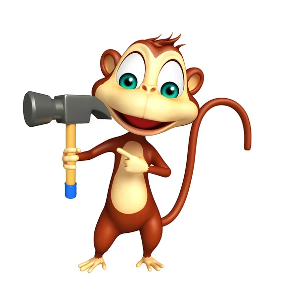 Scimmia personaggio dei cartoni animati con martello — Foto Stock