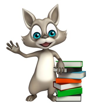 Rakun kitaplarla karakter karikatür 