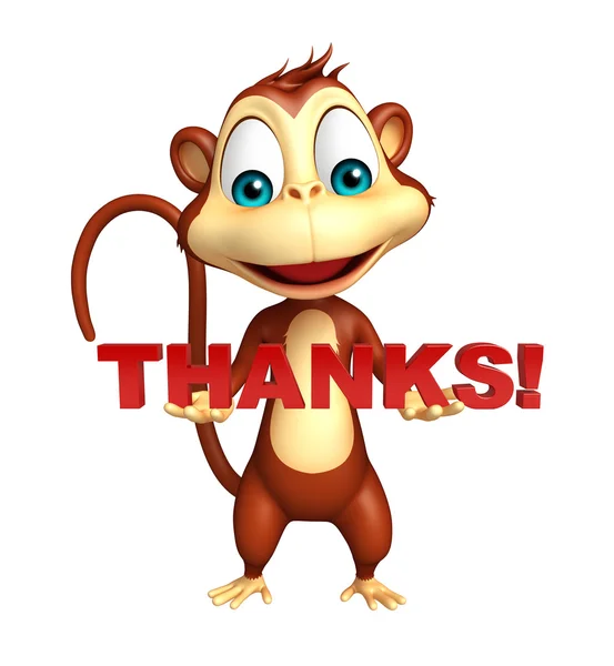 Cute Monkey cartoon character with thanks sign — Stock Photo, Image