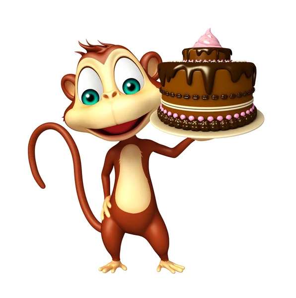 Personaje de dibujos animados mono con pastel —  Fotos de Stock