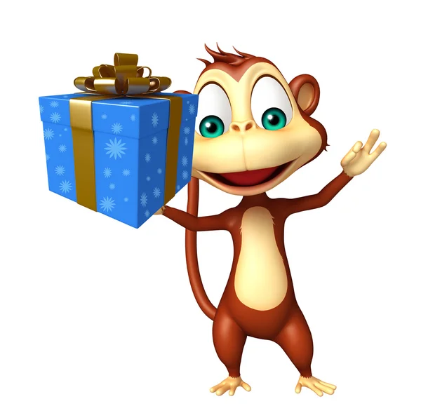 Monkey cartoon character with giftbox