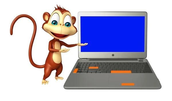 Monkey seriefiguren med laptop — Stockfoto