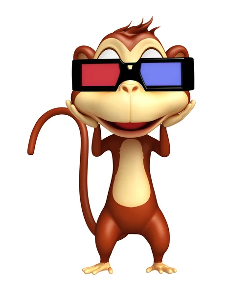 Monkey kreslená postava s 3d gogal — Stock fotografie