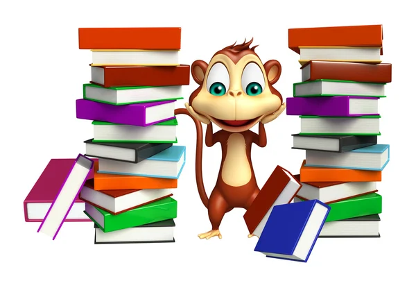 Divertente personaggio dei cartoni animati scimmia con libro — Foto Stock