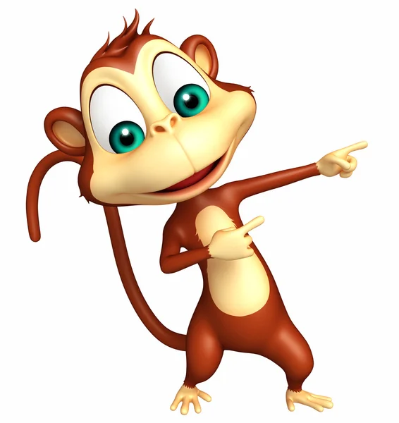 Menunjuk karakter kartun Monyet — Stok Foto