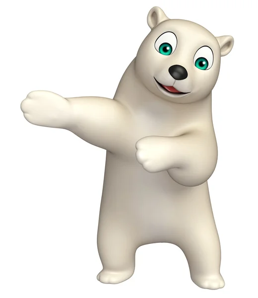 Указывая на персонажа мультфильма "Белый медведь" — стоковое фото