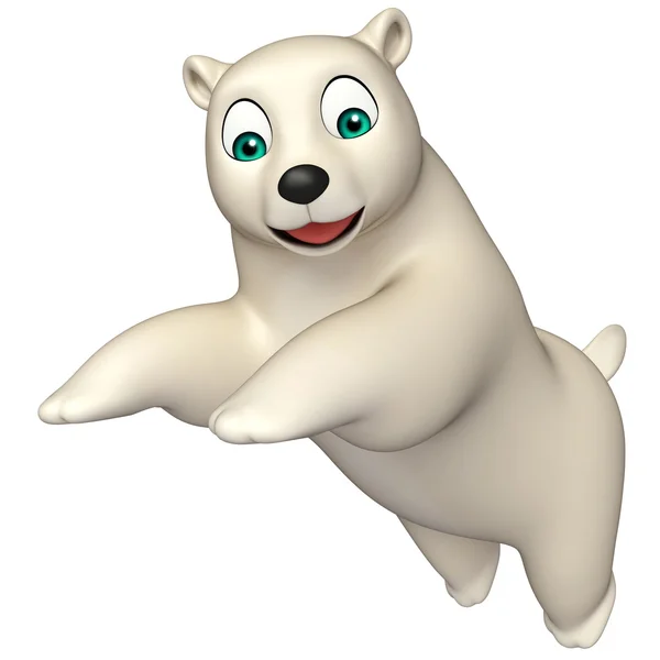 Atlama kutup ayısı karakter karikatür — Stok fotoğraf