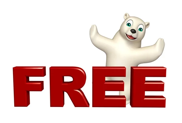 Niedliche Eisbär-Cartoon-Figur mit freiem Zeichen — Stockfoto