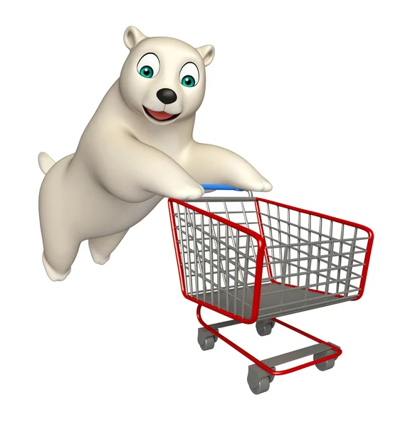 Söt isbjörn cartoon karaktär med trolly — Stockfoto