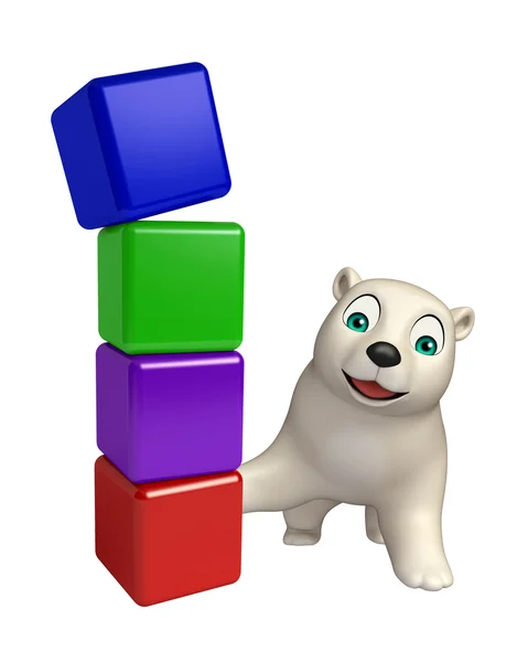 Fun  Polar bear cartoon character with level — Stock Photo, Image