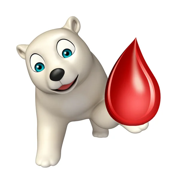 Divertido personaje de dibujos animados oso polar con signo de sangre —  Fotos de Stock
