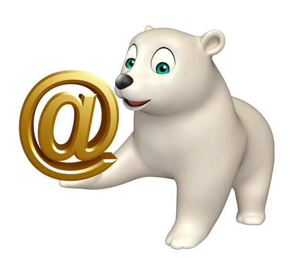 Personagem de desenho animado urso polar com o sinal de taxa — Fotografia de Stock
