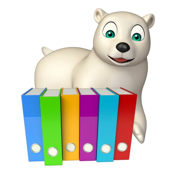 Lindo personaje de dibujos animados oso polar con archivos —  Fotos de Stock