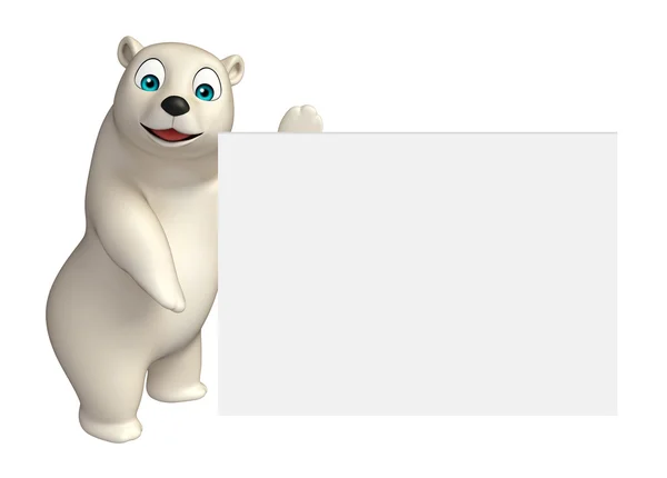 Fun  Polar bear cartoon character with board — Stock Photo, Image
