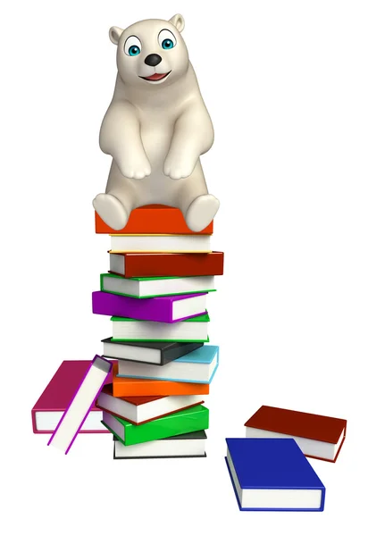 Kul Polar bear seriefiguren med böcker — Stockfoto