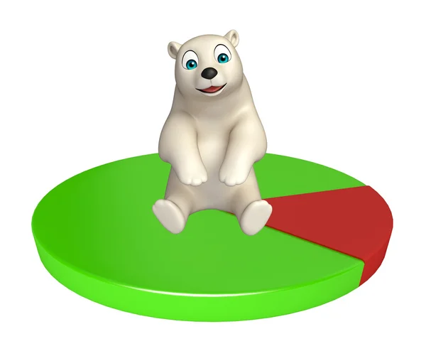 Милый персонаж мультфильма про белого медведя с знаком круга — стоковое фото
