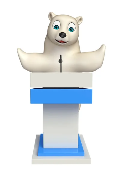 Eisbär-Zeichentrickfigur mit Sprechbühne — Stockfoto