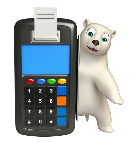 Personagem de desenho animado urso polar com máquina de troca — Fotografia de Stock