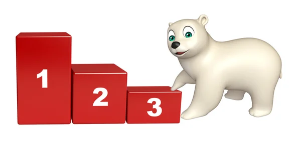 Zábavu lední medvěd kreslená postava s úrovní — Stock fotografie