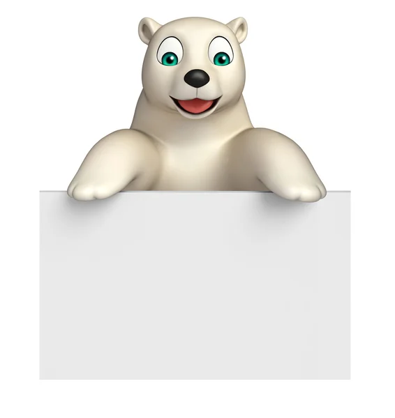 Spaß Eisbär Cartoon-Figur mit Brett — Stockfoto