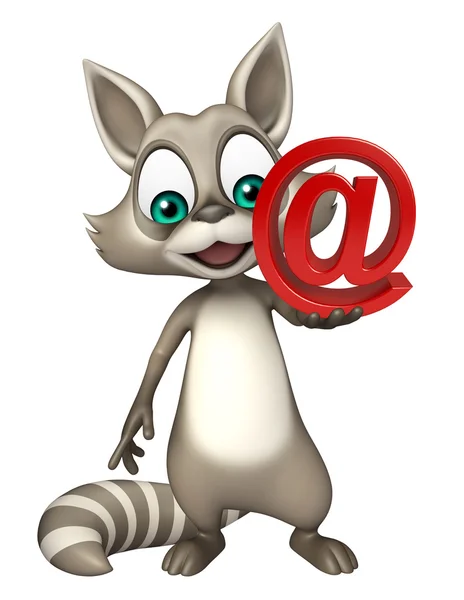 Cute Raccoon cartoon character with at the rate — Stock Photo, Image