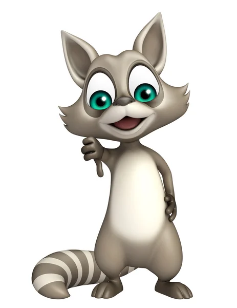 Большой палец вниз Raccoon персонаж мультфильма — стоковое фото