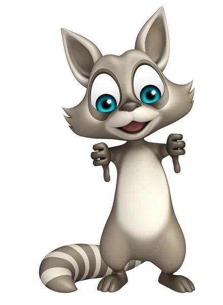 Polegares para baixo Raccoon personagem dos desenhos animados — Fotografia de Stock