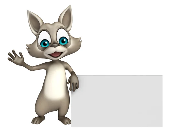Fun Raccoon cartoon character with board — Stock Photo, Image