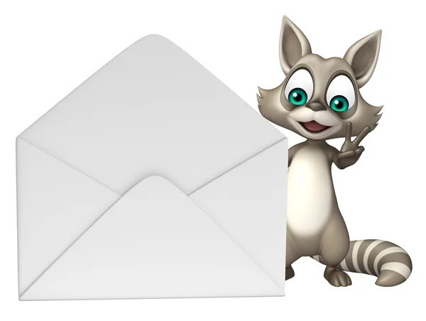 Raccoon cartoon character with mail — Stock Photo, Image