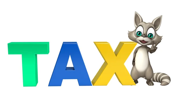 Bonito Raccoon personagem de desenho animado com sinal de imposto — Fotografia de Stock