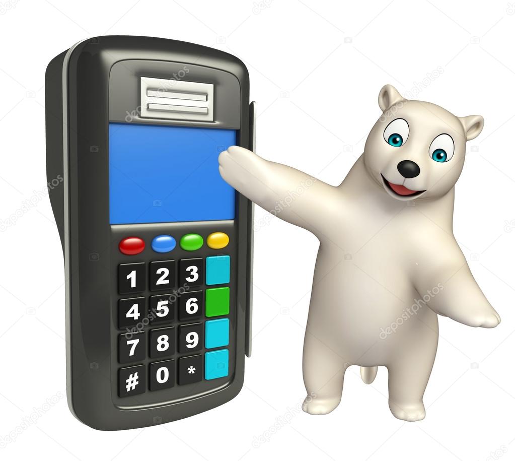 Polar bear cartoon character with swap machine 
