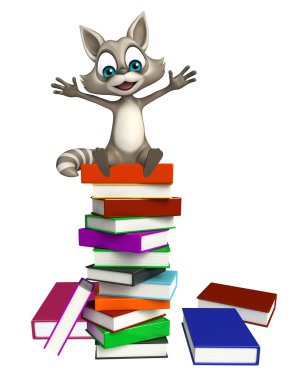 Rakun kitaplarla karakter karikatür 